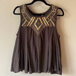 Free People - embroidered peplum tank
